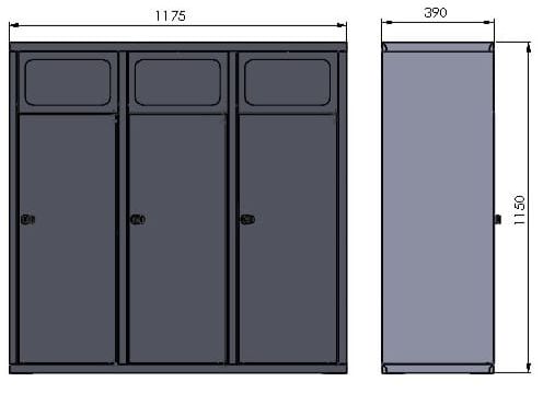 Zabudowa kosza potrójna na pojemniki do segregacji odpadów Kubik 3x80L