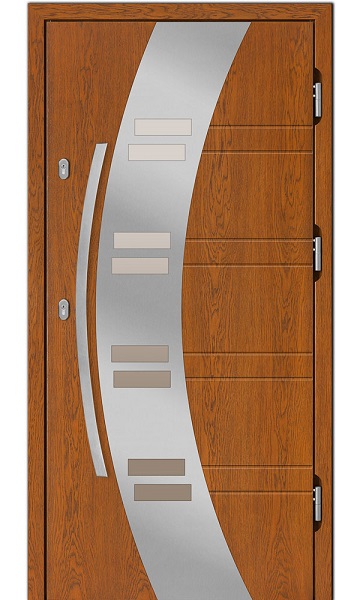 Drzwi zewnętrzne płycinowe typ W 15 Inox/czarna szyba grubości 75mm współczynnik u-0.80 Dallas