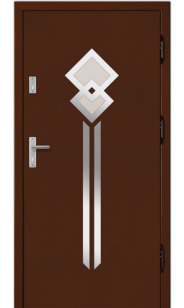 Drzwi zewnętrzne płycinowe typ W 28 Inox/czarna szyba grubości 75mm współczynnik u-0.80 Dallas