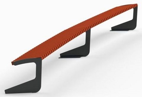 Ławka parkowa drewniano stalowa Orbis półokrągła bez oparcia 1380 180 cm  