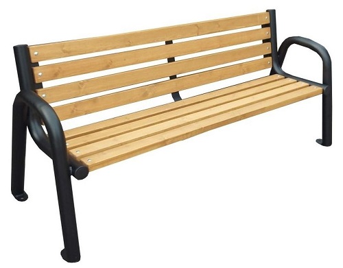 Ławka parkowa drewniano stalowa Alicja na konstrukcji rurowej