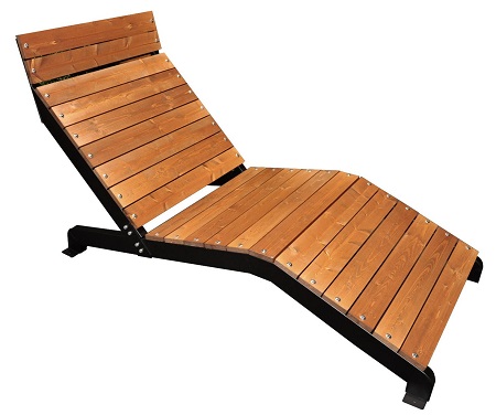 Leżak ogrodowy parkowy drewniany na konstrukcji stalowej Raffaello