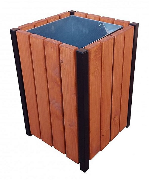 Kosz parkowy miejski na śmieci metalowy drewniany ocynk 45L Karolina