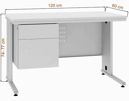 Szare biurko lekarskie BIM 212S z szufladami na karty pacjentów Malow