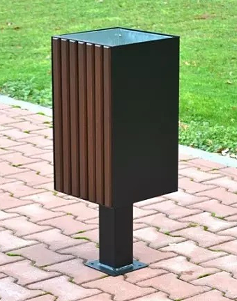 Kosz miejski stalowo drewniany One 35L W167