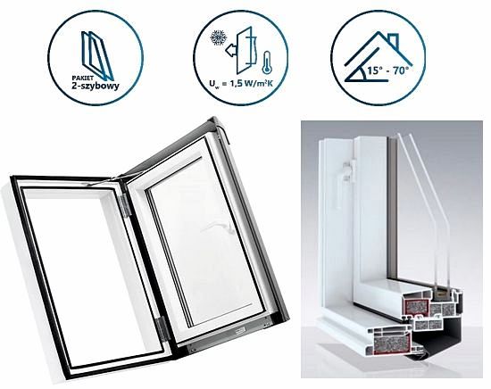 Wyłaz dachowy Skylight Loft Termo 1,5 W/m²K