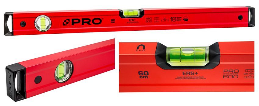 Poziomica czerwona z magnesami długości 60cm 100cm 120cm PRO