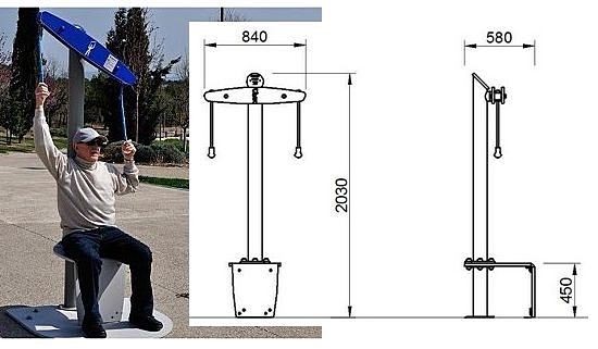 Urządzenie do rehabilitacji w siłowniach plenerowych Poprzeczka z uchwytami i siedziskiem AO-RE-035 PlayPark