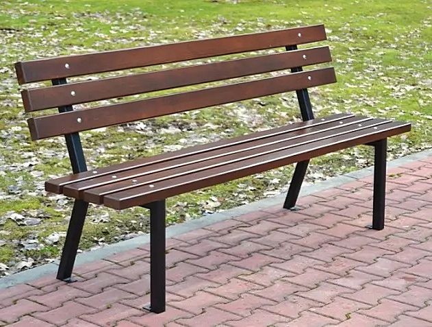 Ławka stalowa miejska z oparciem i siedziskiem drewnianym ROMA III W195
