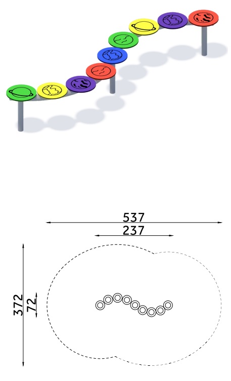 Element małej architektury na place zabaw MA-011 Ławka Równoważnia Space Simba kategoria Mała Architektura