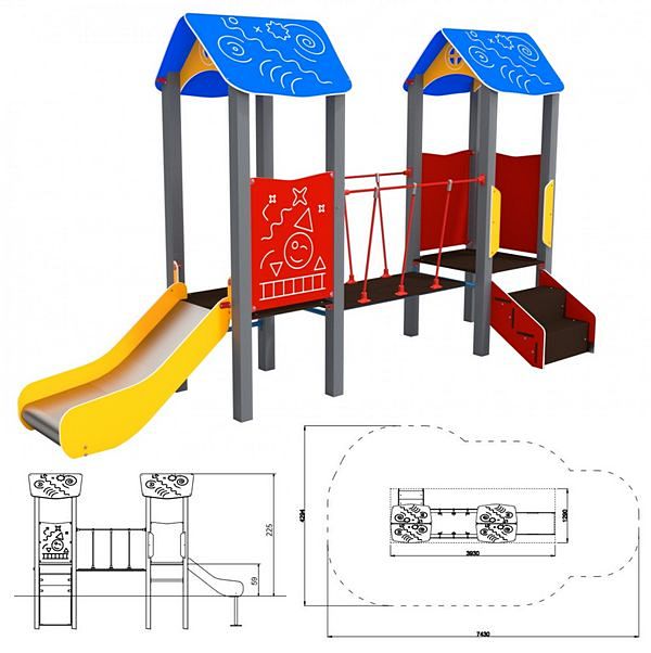 Urządzenie na plac zabaw Zestaw Piro 2-2 BO-AK-522 PlayPark