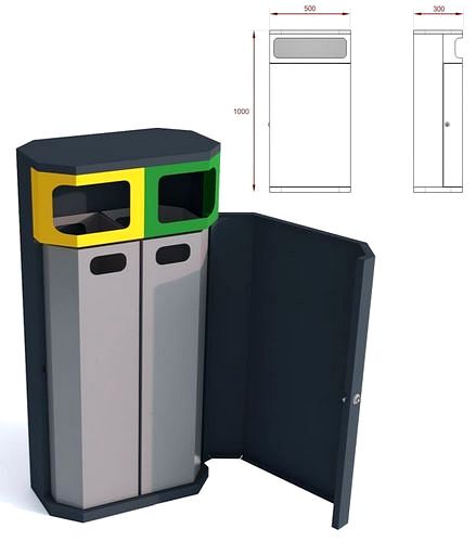 Kosz do segregacji odpadów Solaris II dwudzielny Krosstech
