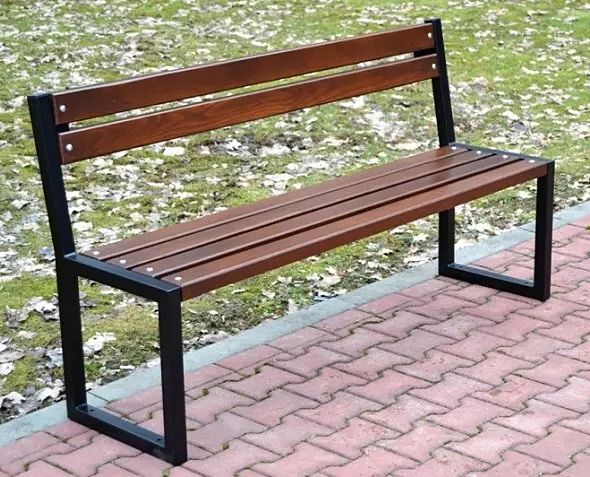 Ławka stalowa miejska z oparciem i siedziskiem drewnianym MIA III W197