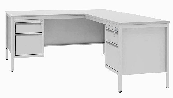 Metalowe biurko lekarskie, kątowe BIM 073 z dwoma kontenerkami Malow