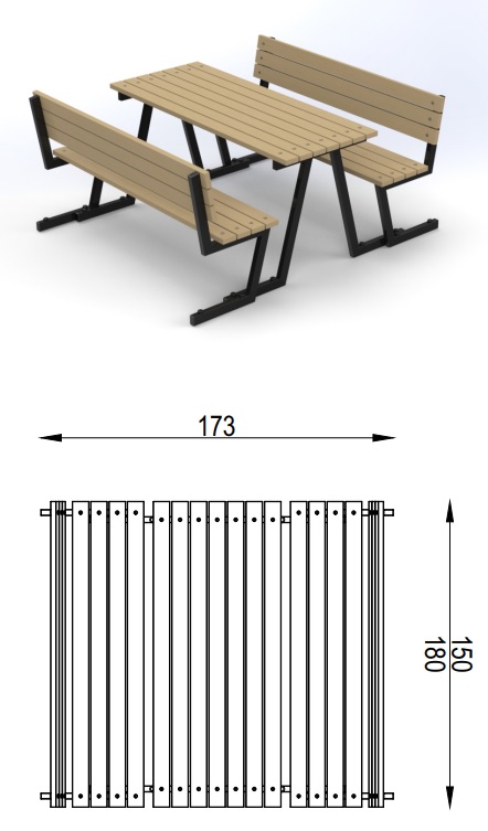 Zestaw ogrodowy z oparciem element małej architektury na place zabaw MA-113  Simba kategoria Mała Architektura