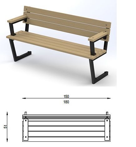 Ławka z oparciem łokcia element małej architektury na place zabaw MA-116  Simba kategoria Mała Architektura