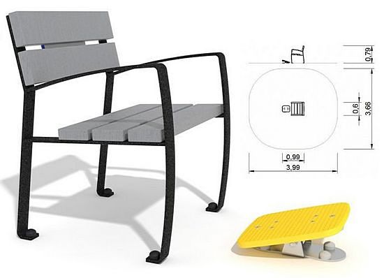 Urządzenie do rehabilitacji w siłowniach plenerowych Zestaw ławka z ruchomą platformą 2 AO-RE-007 PlayPark