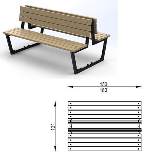 Ławki obrócone do siebie plecami element małej architektury na place zabaw MA-114  Simba kategoria Mała Architektura