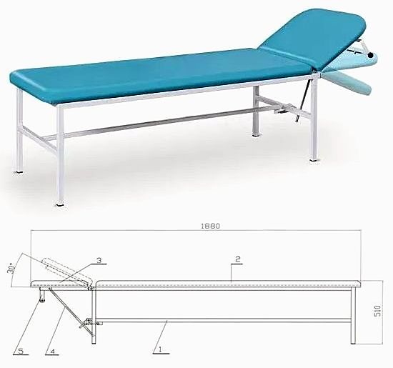 Kozetka lekarska z regulowanym zagłówkiem UBM SR-S STANDARD wersja na stopkach