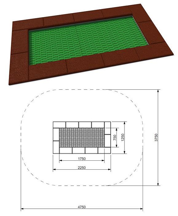Urządzenie na plac zabaw Trampolina prostokątna Orta 125 x 225 MA-SA-40 PlayPark