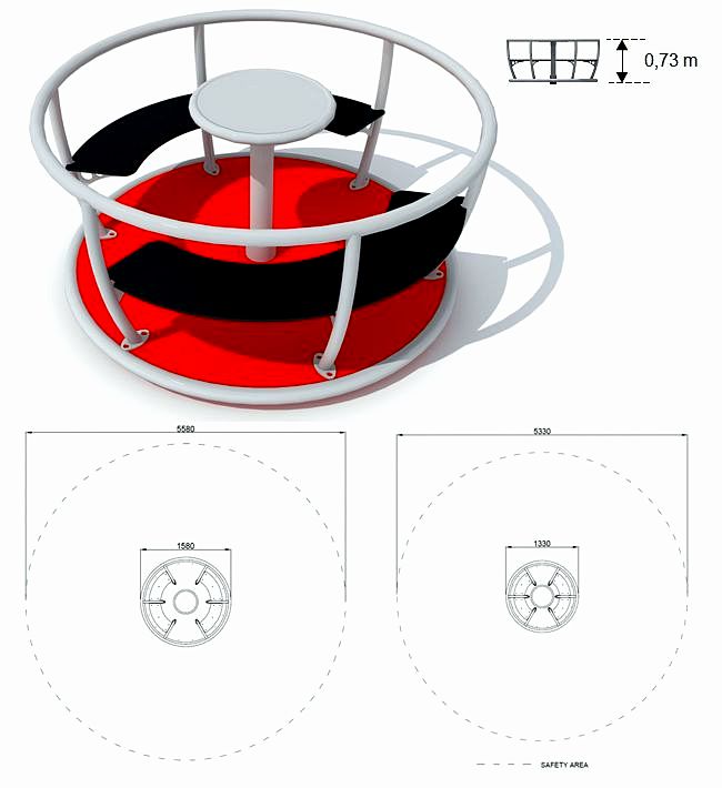 Urządzenie na plac zabaw Karuzela Tornado 4 siedziska GM0147-2p / GM0147-4p Roto PlayPark