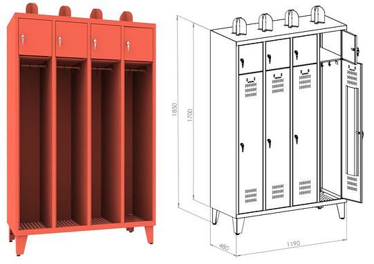 Szafa metalowa strażacka pojedyncza STRN300/4