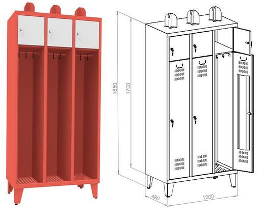 Szafa metalowa strażacka pojedyncza STRN400/3