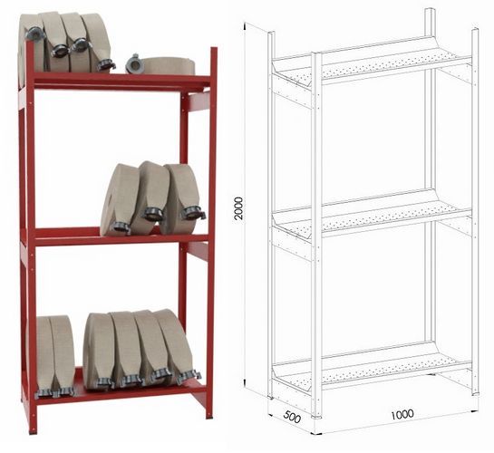 Regał stalowy na węże strażackie RSTR1000/5