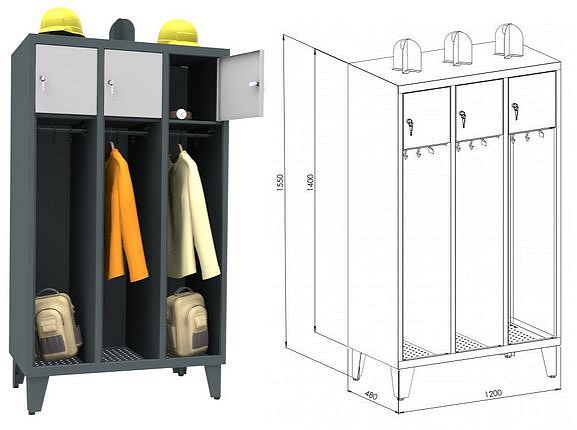 Szafa metalowa strażacka potrójna STRN400/3J