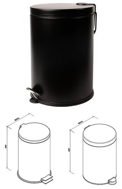 Kosz na śmieci pedałowy stalowy czarny 20l lub 30l Faneco