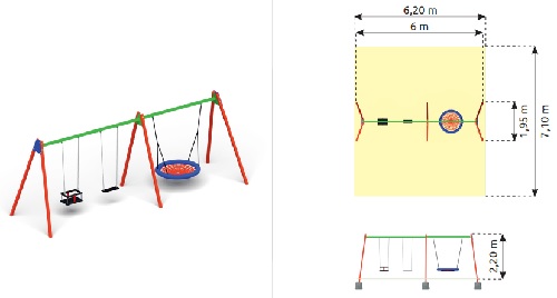 Huśtawka metalowa potrójna kat 164