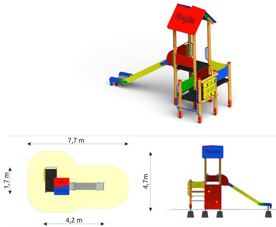 Zestaw zabawowy na place zabaw zjeżdżalnia kat 6A