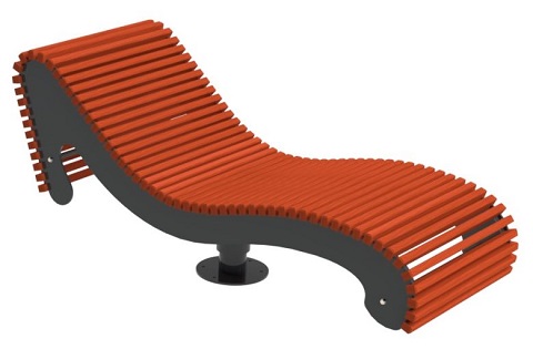 Leżak parkowy drewniano stalowy obrotowy Soft 1707 