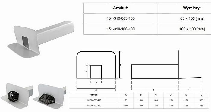 Wpust attykowy do membran TPO