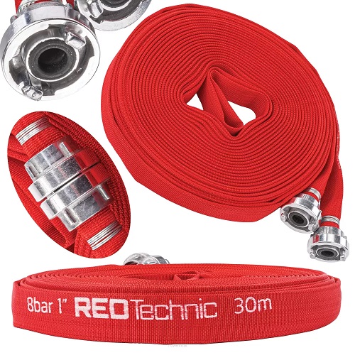 Wąż strażacki parciany do brudnej wody szamba z szybkozłączką 1" 30M 8 BAR RTWS0066 RED-TECHNIC